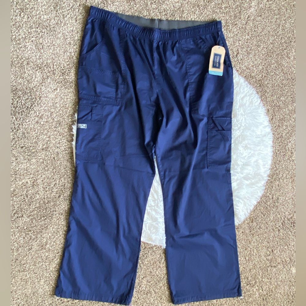 Cherokee Scrub Pants Modern Classic 7 Pocket Core Stretch Blue New Mens Size XXL